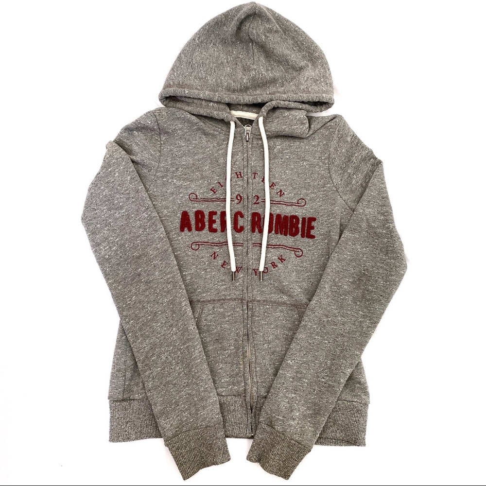 ABERCROMBIE & FITCH GREY ZIP HOODIE JACKET
